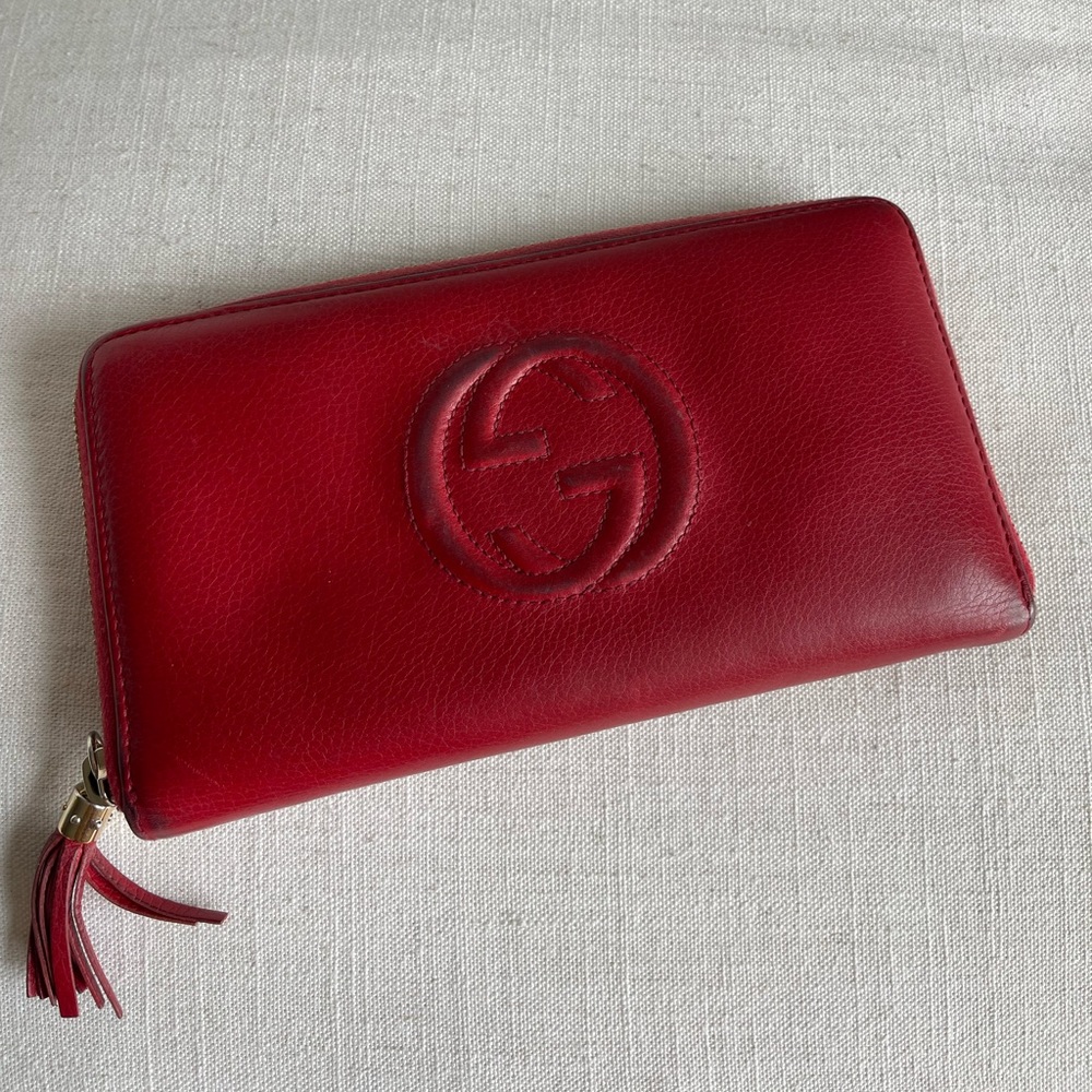 GUCCI Leather Logo Long Wallet